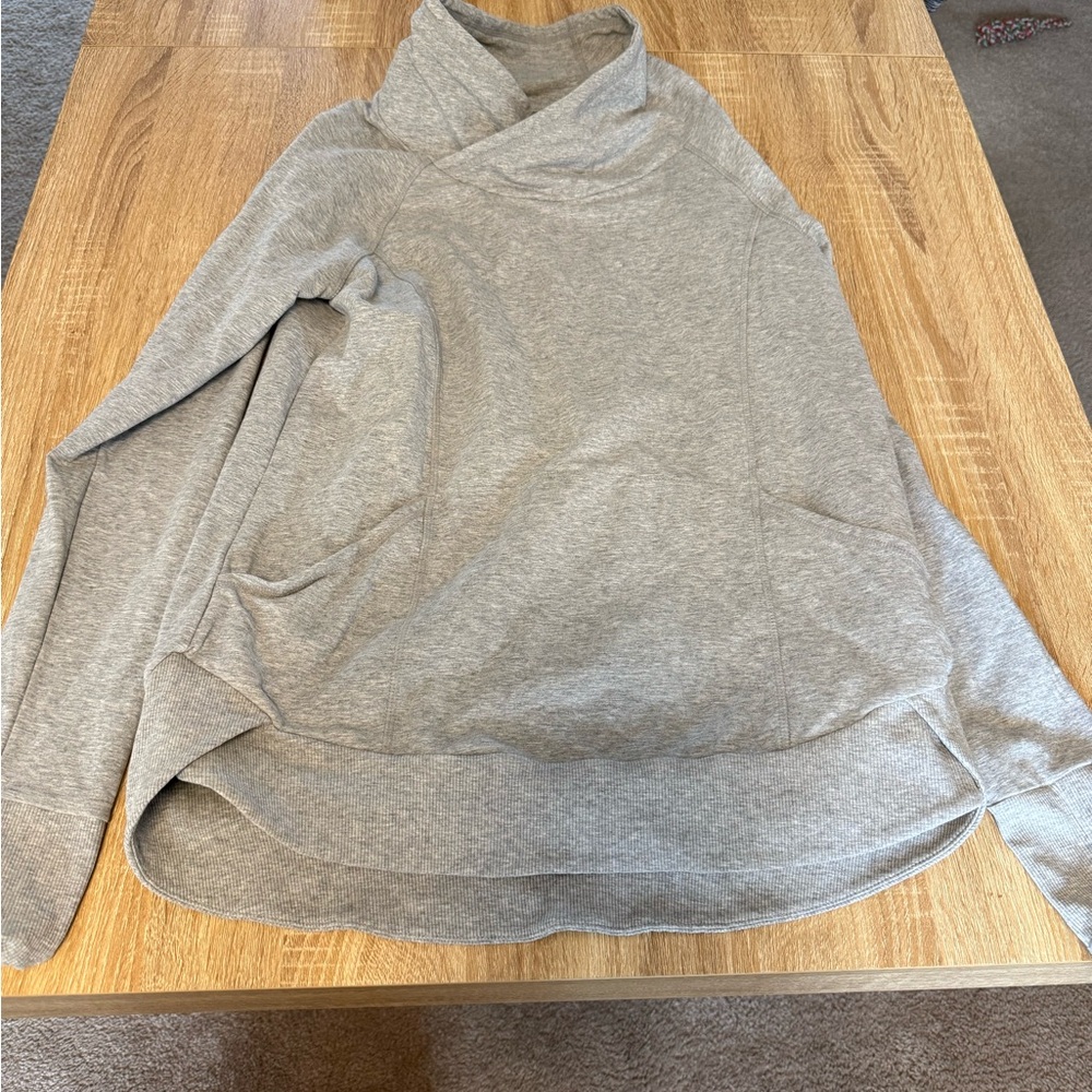 Athleta Light Heather Gray Pullover with Brushed Interior